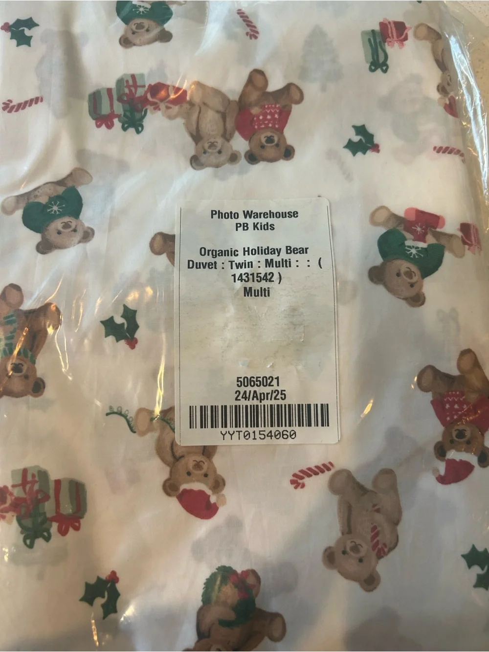 Pottery Barn Holiday Bears Twin Duvet Cover Christmas